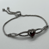 925 Sterling Silver Spinel & CZ Heart Bracelet