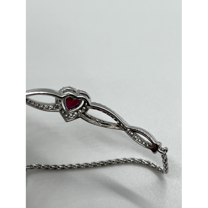925 STERLING SILVER SPINEL & CZ HEART BRACELET