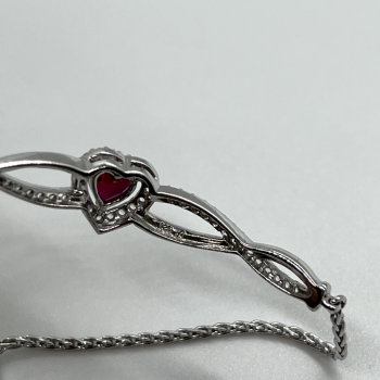 925 Sterling Silver Spinel & CZ Heart Bracelet