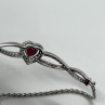 925 Sterling Silver Spinel & CZ Heart Bracelet