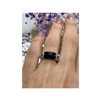 Vintage 925 Sterling Silver Onyx & Marcasites Ring Size 6.5