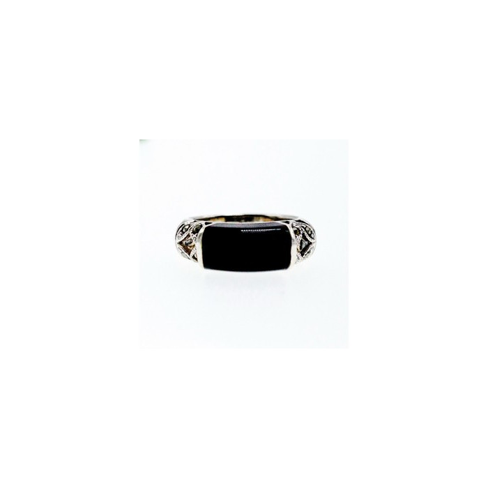 Vintage 925 Sterling Silver Onyx & Marcasites Ring Size 6.5