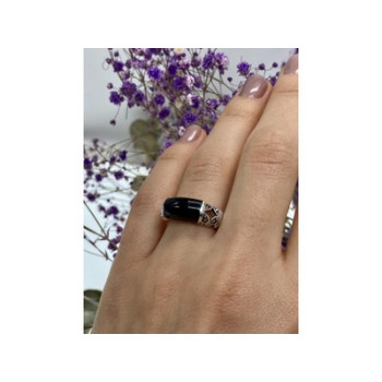 Vintage 925 Sterling Silver Onyx & Marcasites Ring Size 6.5