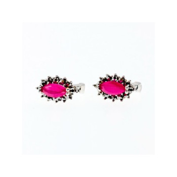 925 Sterling Silver Ruby & Marcasites Earrings