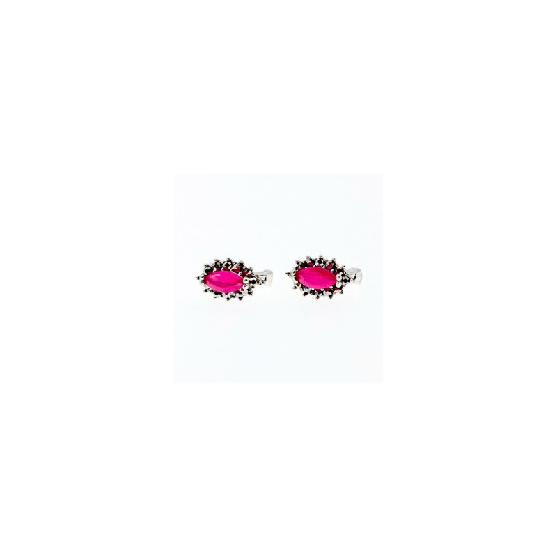 925 Sterling Silver Ruby & Marcasites Earrings