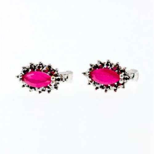 925 Sterling Silver Ruby & Marcasites Earrings