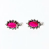 925 Sterling Silver Ruby & Marcasites Earrings