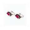 925 Sterling Silver Ruby & Marcasites Earrings