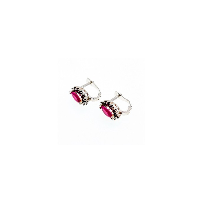 925 Sterling Silver Ruby & Marcasites Earrings