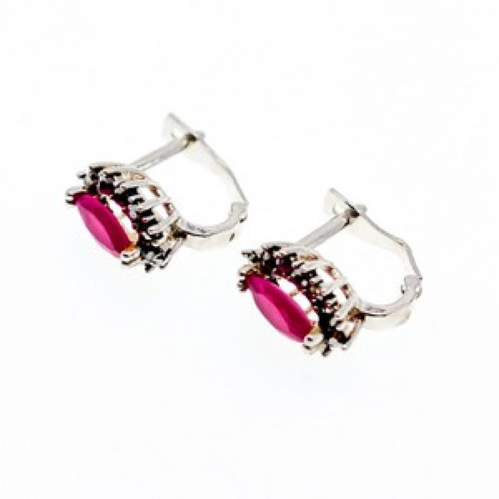 925 Sterling Silver Ruby & Marcasites Earrings