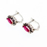 925 Sterling Silver Ruby & Marcasites Earrings