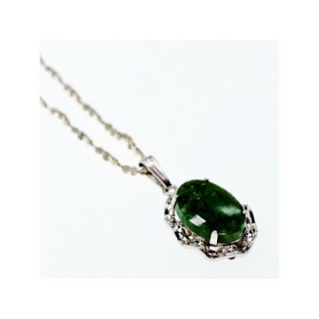925 Sterling Silver Green Jade Chain with Pendant