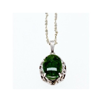 925 Sterling Silver Green Jade Chain with Pendant