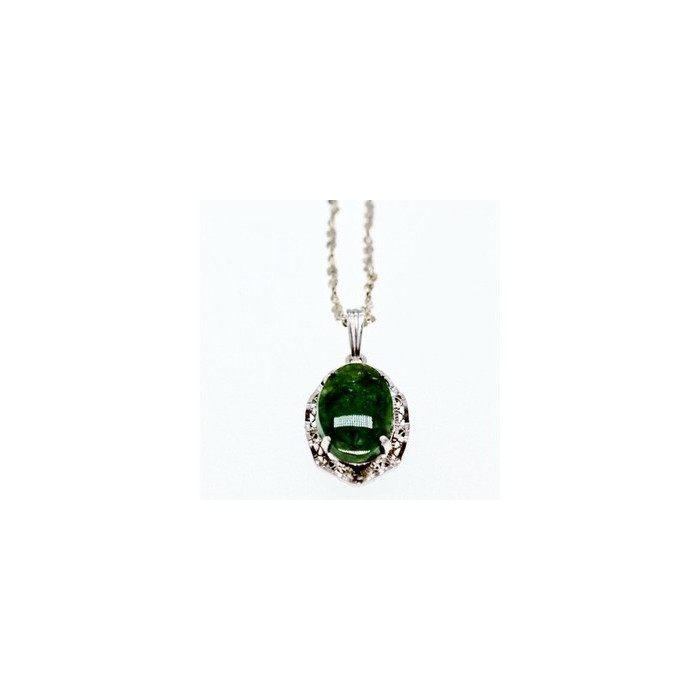 925 Sterling Silver Green Jade Chain with Pendant