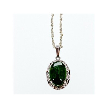 925 Sterling Silver Green Jade Chain with Pendant