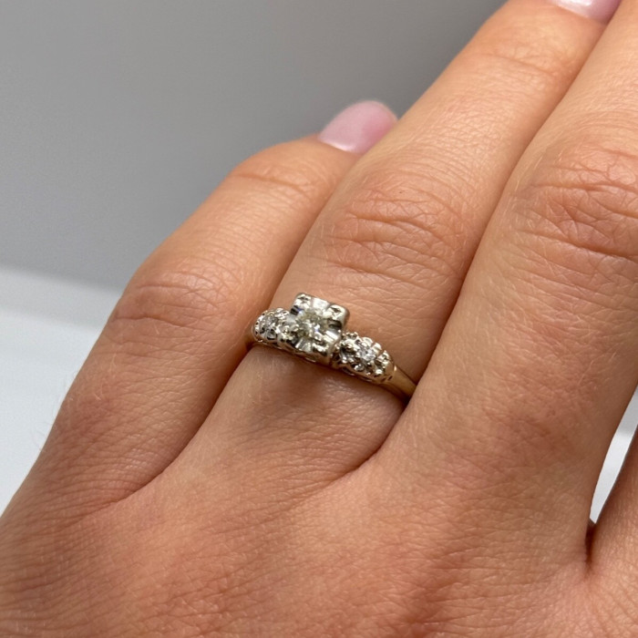14K White Gold Diamonds Matched Perfection Ring Size 6