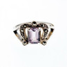 925 Sterling Silver Iolite & Marcasites Ring Size 7