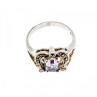 925 Sterling Silver Iolite & Marcasites Ring Size 7