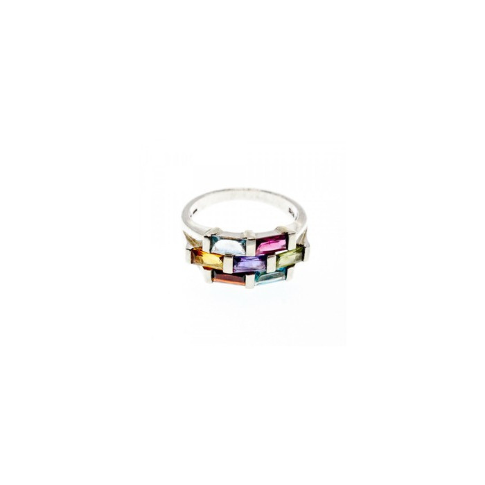 925 STERLING SILVER MULTI GEMSTONES RING SIZE 11