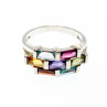 925 Sterling Silver Multi Gemstones Ring Size 11