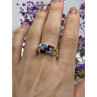 925 Sterling Silver Multi Gemstones Ring Size 11