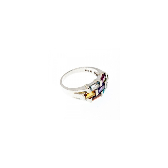 925 STERLING SILVER MULTI GEMSTONES RING SIZE 11