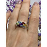 925 Sterling Silver Multi Gemstones Ring Size 11