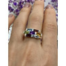 925 Sterling Silver Multi Gemstones Ring Size 11