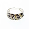 925 Sterling Silver CZ & Marcasites Ring Size 8