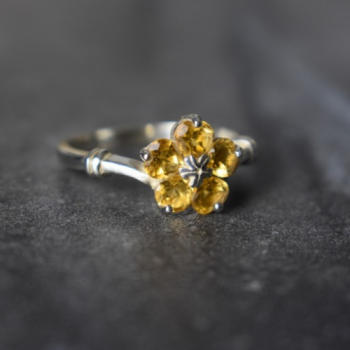 925 Sterling Silver Citrine Ring Size 8