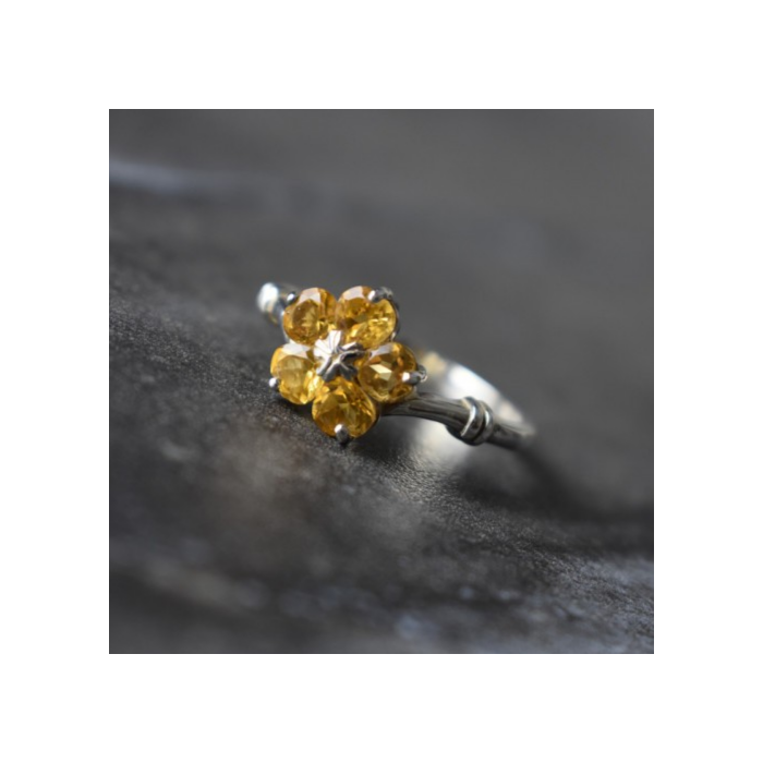 925 Sterling Silver Citrine Ring Size 8