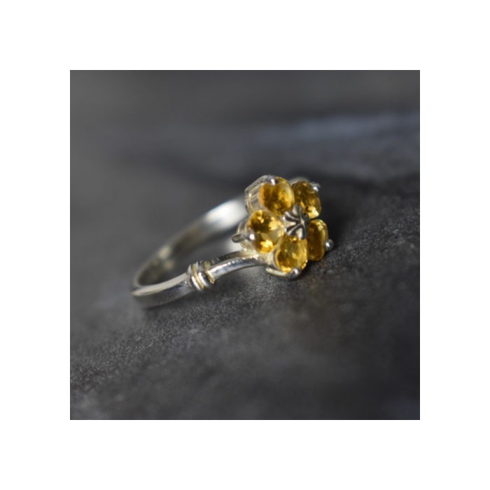 925 Sterling Silver Citrine Ring Size 8
