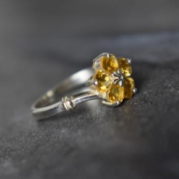 925 Sterling Silver Citrine Ring Size 8