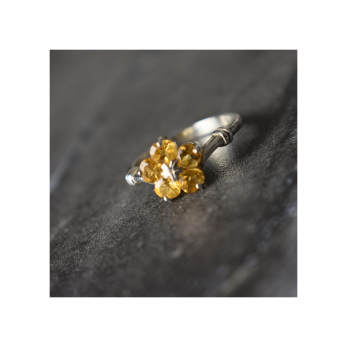 925 Sterling Silver Citrine Ring Size 8