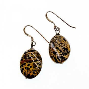 925 Sterling Silver Leopard Jasper Earrings