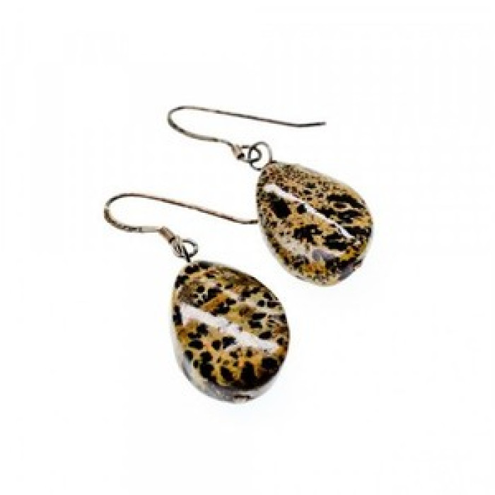 925 Sterling Silver Leopard Jasper Earrings