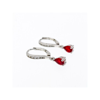 925 Sterling Silver Ruby & CZ Earrings