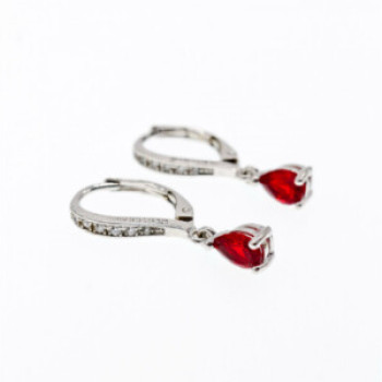 925 Sterling Silver Ruby & CZ Earrings