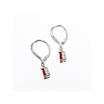 925 Sterling Silver Ruby & CZ Earrings