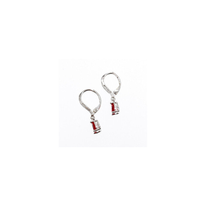 925 Sterling Silver Ruby & CZ Earrings