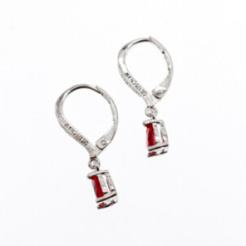 925 Sterling Silver Ruby & CZ Earrings