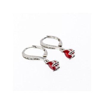 925 Sterling Silver Ruby & CZ Earrings