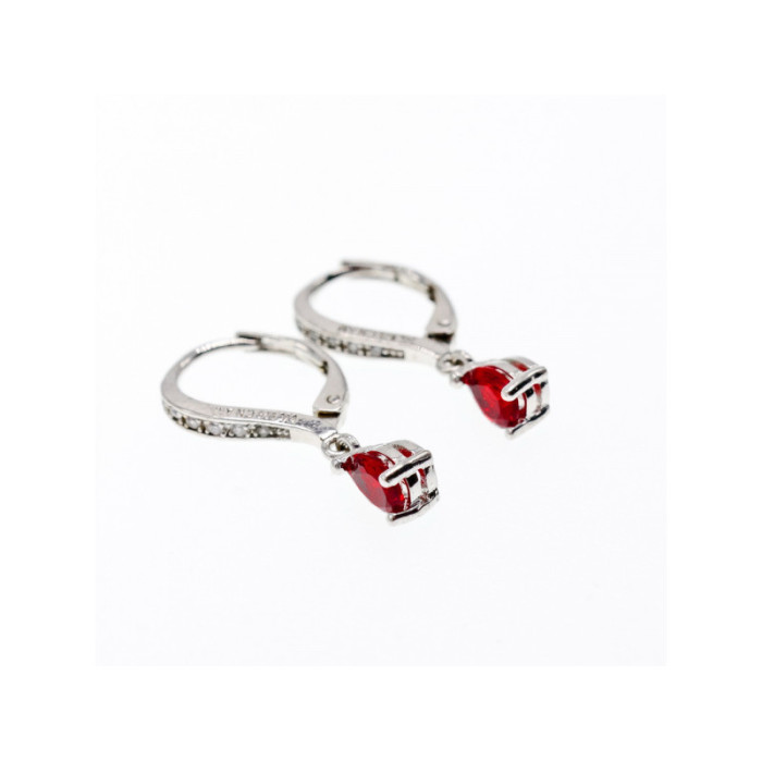 925 Sterling Silver Ruby & CZ Earrings