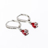925 Sterling Silver Ruby & CZ Earrings
