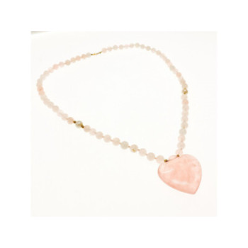 14K YELLOW GOLD ROSE QUARTZ 