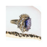 925 STERLING SILVER GOLD PLATED PURPLE SPINEL & CZ RING SIZE 6