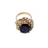 925 STERLING SILVER GOLD PLATED PURPLE SPINEL & CZ RING SIZE 6