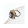 925 STERLING SILVER GOLD PLATED PURPLE SPINEL & CZ RING SIZE 6