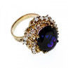 925 Sterling Silver Gold Plated Purple Spinel & CZ Ring Size 6