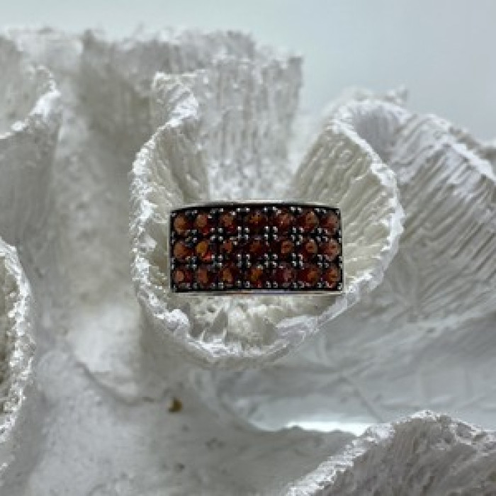 925 Sterling Silver Garnet Ring Size 8.5